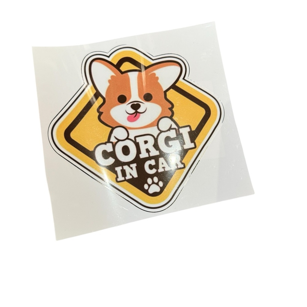 NEW Cute Corgi in Car Sticker –Dog Warning Vinyl Decal for Car Window
